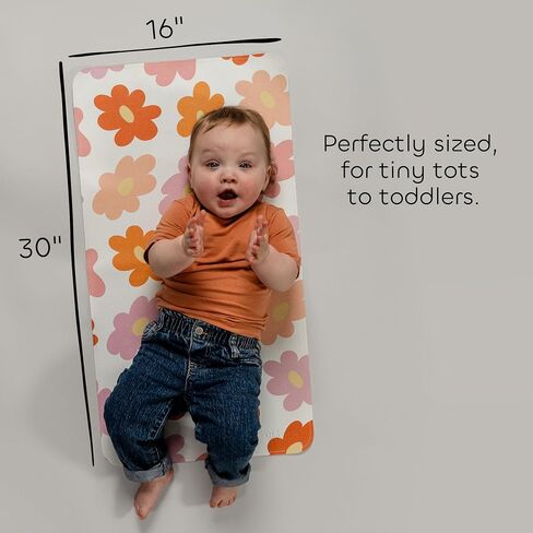 Vegan Leather Changing Mat with Reusable Waterproof Wet Bag - Non-Toxic, Portable Diaper Pad That Folds and Wipes Clean (16 x 30 Inches) (Floral) in Kuwait