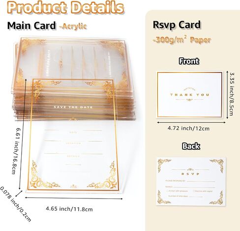 20 Sets Acrylic Wedding Invitations with Envelopes and RSVP Cards - Clear Acrylic Invitation Cards, Handmade Wax Seal Stickers, RSVP Cards & Vellum Wraps for Elegant Wedding Invites in Saudi Arabia