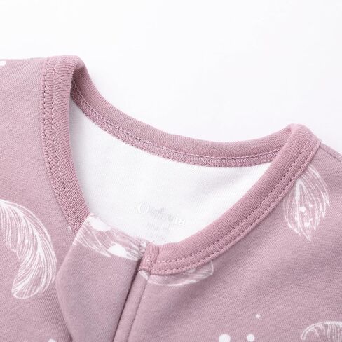 Owlivia 1.0 Tog 100% Organic Cotton Baby Sleeping Bag with Feet Toddler sleep sack with Legs Sleeveless Wearable Blanket(1.0tog Mauve Feather,2 Years-80) in Saudi Arabia