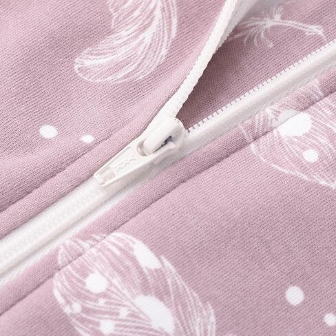 Owlivia 1.0 Tog 100% Organic Cotton Baby Sleeping Bag with Feet Toddler sleep sack with Legs Sleeveless Wearable Blanket(1.0tog Mauve Feather,2 Years-80) in Saudi Arabia