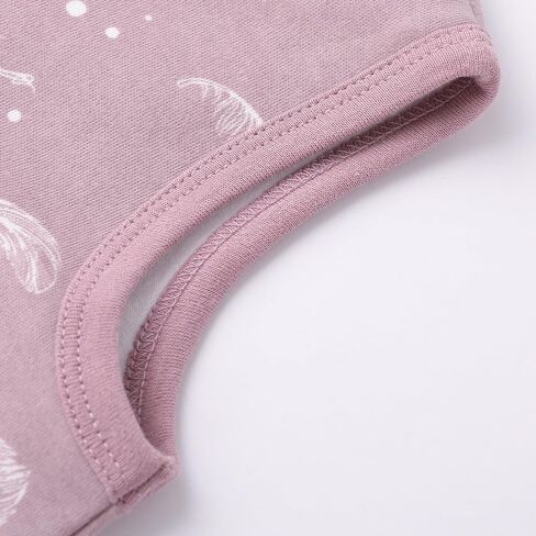 Owlivia 1.0 Tog 100% Organic Cotton Baby Sleeping Bag with Feet Toddler sleep sack with Legs Sleeveless Wearable Blanket(1.0tog Mauve Feather,2 Years-80) in Saudi Arabia