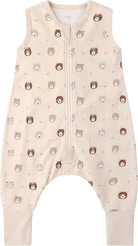 Owlivia 1.0 Tog 100% Organic Cotton Baby Sleeping Bag with Feet Toddler sleep sack with Legs Sleeveless Wearable Blanket(1.0tog Mauve Feather,2 Years-80) in Saudi Arabia