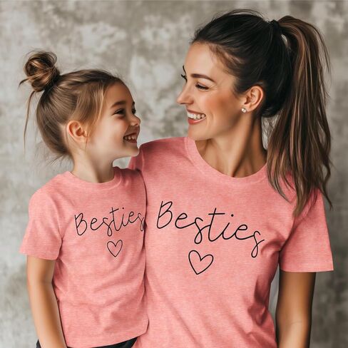 Besties Mommy and Me Matching Outfits Mothers Day Shirt Mom Daughter Matching T-Shirt Top for Women Toddler Girl in Saudi Arabia