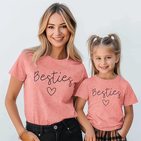 Besties Mommy and Me Matching Outfits Mothers Day Shirt Mom Daughter Matching T-Shirt Top for Women Toddler Girl in Saudi Arabia