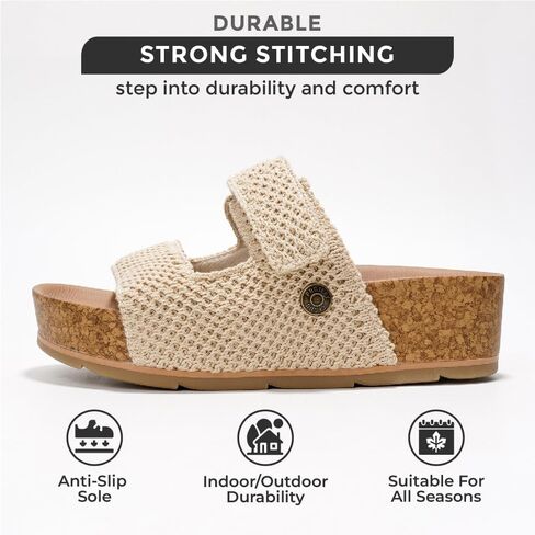 Project Cloud Genuine Leather Platform Sandals Women Footwear - Beach Summer Wedges with Comfortable Memory Foam Insole - Non Slip & Lightweight Wedge Sandals for Women 2025 in Saudi Arabia