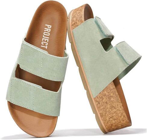 Project Cloud Genuine Leather Platform Sandals Women Footwear - Beach Summer Wedges with Comfortable Memory Foam Insole - Non Slip & Lightweight Wedge Sandals for Women 2025 in Saudi Arabia