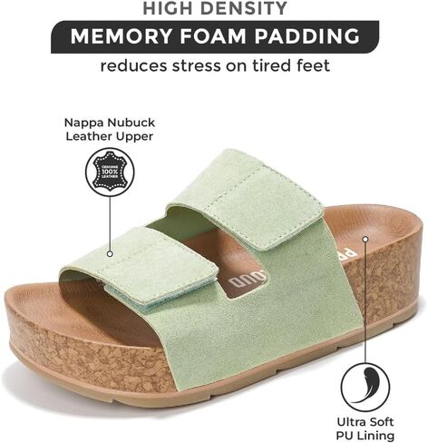 Project Cloud Genuine Leather Platform Sandals Women Footwear - Beach Summer Wedges with Comfortable Memory Foam Insole - Non Slip & Lightweight Wedge Sandals for Women 2025 in Saudi Arabia