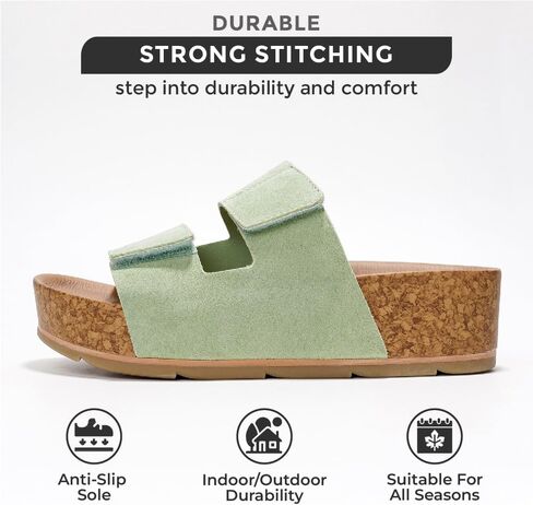 Project Cloud Genuine Leather Platform Sandals Women Footwear - Beach Summer Wedges with Comfortable Memory Foam Insole - Non Slip & Lightweight Wedge Sandals for Women 2025 in Saudi Arabia