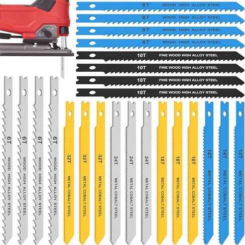 U-Shank Jig Saw Blade Set High Carbon Steel Assorted Saw Blades Sharp Fast Cut Down Jigsaw Blade for Wood Metal Plastic Cutting (24Pcs) in Kuwait