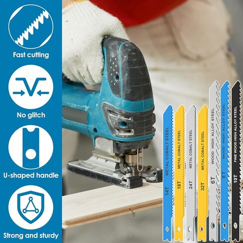 U-Shank Jig Saw Blade Set High Carbon Steel Assorted Saw Blades Sharp Fast Cut Down Jigsaw Blade for Wood Metal Plastic Cutting (24Pcs) in Kuwait