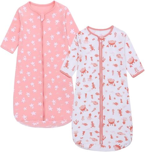 Miracle Baby Long Sleeve Sleep Sack 2 Pack Wearable Blanket Baby 100% Cotton Sleeping Bag for Newborn Infant Toddler in Kuwait