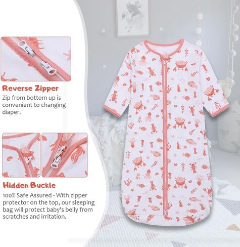 Miracle Baby Long Sleeve Sleep Sack 2 Pack Wearable Blanket Baby 100% Cotton Sleeping Bag for Newborn Infant Toddler in Kuwait