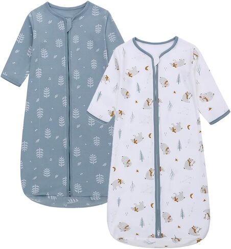 Miracle Baby Long Sleeve Sleep Sack 2 Pack Wearable Blanket Baby 100% Cotton Sleeping Bag for Newborn Infant Toddler in Kuwait