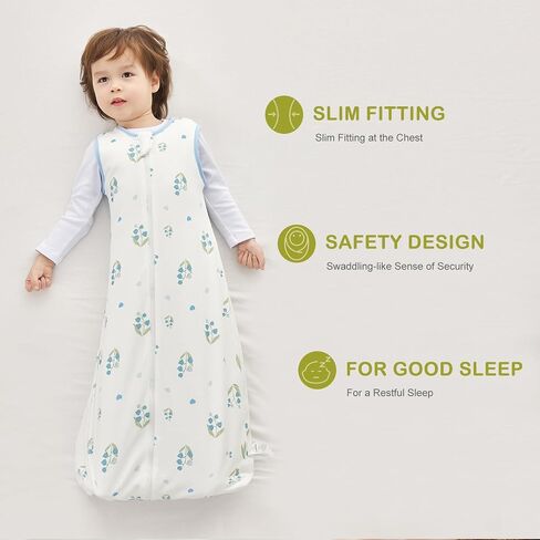 3.5 TOG Super Soft Winter Sleep Sack, 100% Organic Cotton Thick Warm Baby Wearable Blanket for 6-18 Months, Bear, Size M in Kuwait