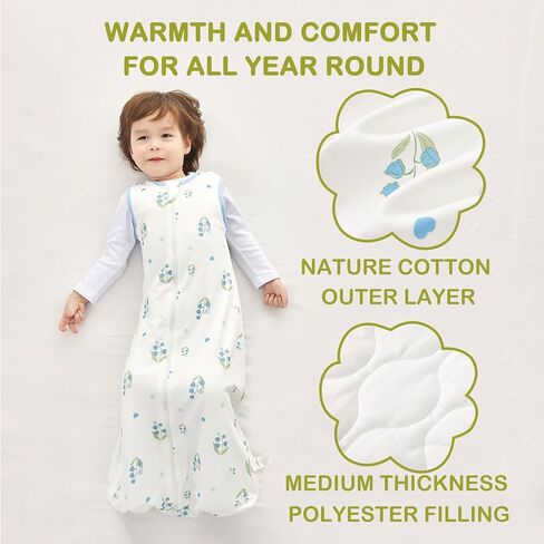 3.5 TOG Super Soft Winter Sleep Sack, 100% Organic Cotton Thick Warm Baby Wearable Blanket for 6-18 Months, Bear, Size M in Kuwait