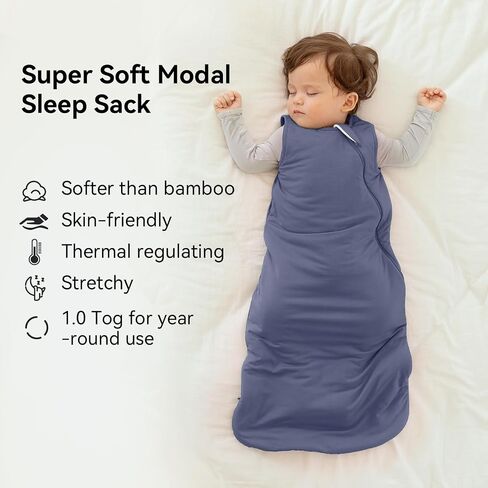 BubblePanda Modal Sleep Sack 6-12 Months 1.0 Tog Super Soft Toddler Sleep Sack for Babies 2-Way Zipper Baby Wearable Blanket in Saudi Arabia