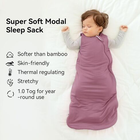 BubblePanda Modal Sleep Sack 6-12 Months 1.0 Tog Super Soft Toddler Sleep Sack for Babies 2-Way Zipper Baby Wearable Blanket in Saudi Arabia