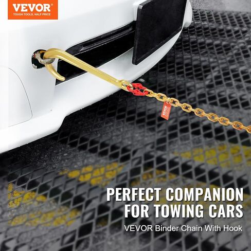 سلسلة لجام VEVOR G80 V، لجام سلسلة سحب 5/16 بوصة × 3 بوصات مع خطافات R، وخطافات T، وخطافات J وخطافات انتزاع، لجام سلسلة سحب النقل مع حمل عمل آمن 10800 رطل لاستعادة هادم الشاحنة المسطحة in Saudi Arabia