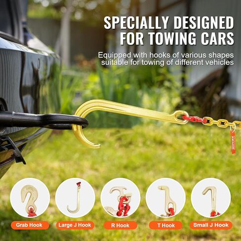 سلسلة لجام VEVOR G80 V، لجام سلسلة سحب 5/16 بوصة × 3 بوصات مع خطافات R، وخطافات T، وخطافات J وخطافات انتزاع، لجام سلسلة سحب النقل مع حمل عمل آمن 10800 رطل لاستعادة هادم الشاحنة المسطحة in Saudi Arabia