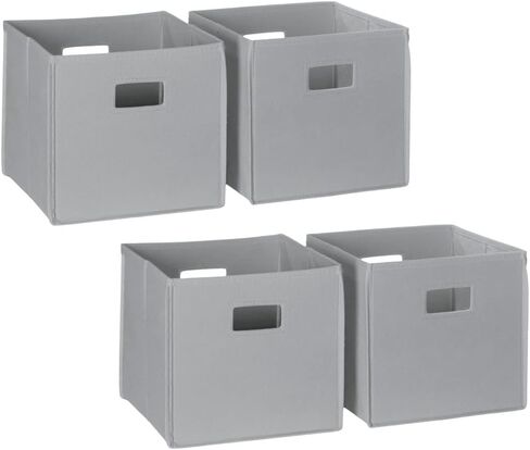 RiverRidge Folding Storage Bins with Handles Gray Cube Storage Organizer for Closet, Bedroom & Playroom - Closet Organizers and Storage Set of 4 in Saudi Arabia