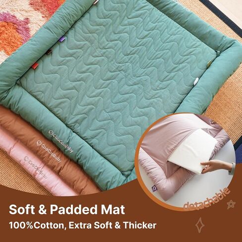 Play Gym with 5 Sensory Toys, Thick & Plush Playmat for Floor, Tummy Time Mat, Convertible Stage-Based Development from Baby to Toddler (GoldenBrown) in Saudi Arabia