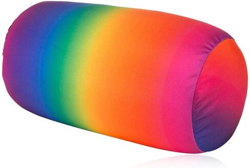 Squish Microbead Pillow Neck Lumbar Body Sopport Microbead Bolster 7 * 12Inches Travel Pillows for Chair Sleeping Car Seat Emotional Colorful Dormroom Accessory (Rainbow) in Kuwait