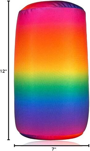 Squish Microbead Pillow Neck Lumbar Body Sopport Microbead Bolster 7 * 12Inches Travel Pillows for Chair Sleeping Car Seat Emotional Colorful Dormroom Accessory (Rainbow) in Kuwait