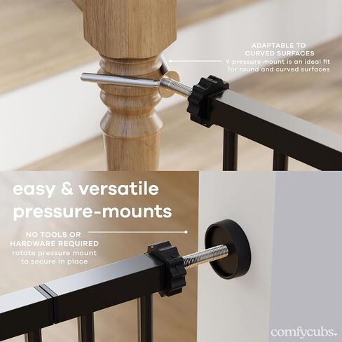Comfy Cubs Baby Safety Gate with 3 Extensions - Adjustable 42" x 1.9" x 30" Q195 Steel Doorway Barrier - Powder-Coated Finish for Stairs and Doorways - Walk-Through Design Pet Gate - White in Kuwait