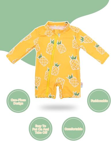 ALVABABY Long Sleeve Baby/Toddler Boy Girl Rash Guard Sets, UPF 50+ Sun Protection One Piece Zipper Bathing Suit Swimsuit in Kuwait