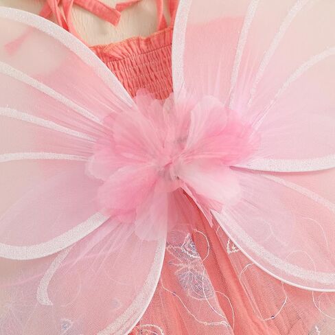 Dcohmch Fairy 1st Birthday Girl Outfit Tie-up Tull Romper Dress with Butterfly Wings Cake Smash Photo Shoot Clothes in Kuwait