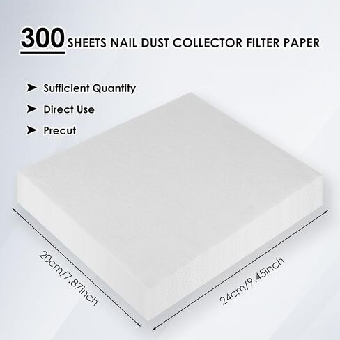 300 Sheets Nail Dust Collector Filter Paper: Disposable Dust Vacuum Filter for Most Nail Dust Fan Extractor Machine, Dust Cleaner Replacement Filter Paper Nail Tech Supplies Accessories for Home Salon in Kuwait
