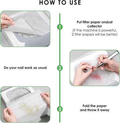 300 Sheets Nail Dust Collector Filter Paper: Disposable Dust Vacuum Filter for Most Nail Dust Fan Extractor Machine, Dust Cleaner Replacement Filter Paper Nail Tech Supplies Accessories for Home Salon in Kuwait