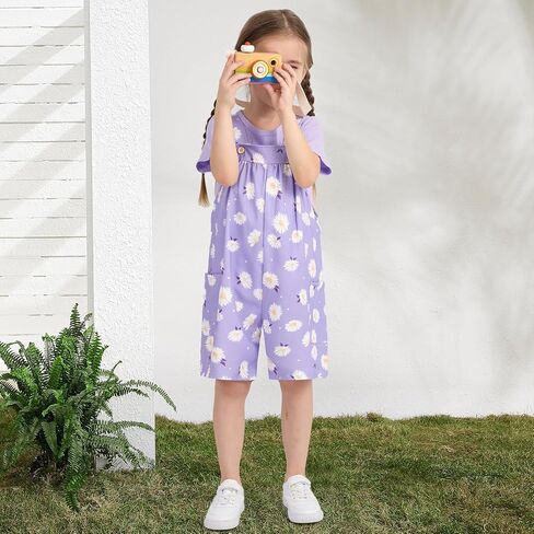 Toddler Baby Girl Summer Outfit Short Sleeve Ribbed Tops + Flower Suspender Overalls Shorts Set Kids Cute Clothes in Saudi Arabia