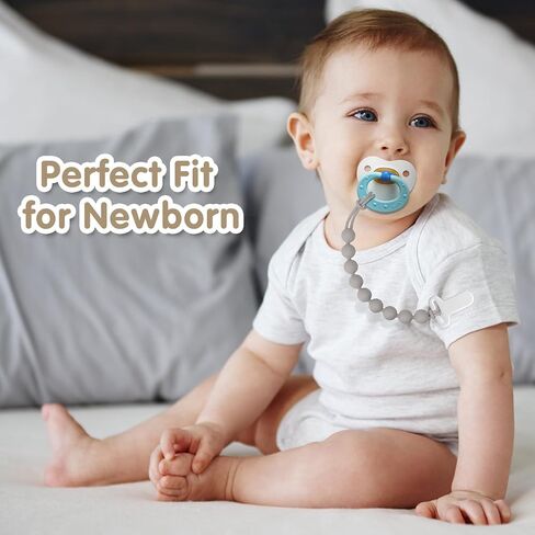 Pacifier Clips, 6-Pack Silicone Pacifier Holder Clip with Stylish Round Design, 100% Food Grade Silicone, Safe Essentials for Newborns Baby Boys and Girls in Saudi Arabia