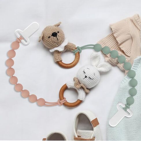 Pacifier Clips, 6-Pack Silicone Pacifier Holder Clip with Stylish Round Design, 100% Food Grade Silicone, Safe Essentials for Newborns Baby Boys and Girls in Saudi Arabia
