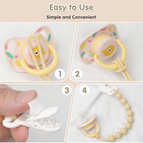Pacifier Clips, 6-Pack Silicone Pacifier Holder Clip with Stylish Round Design, 100% Food Grade Silicone, Safe Essentials for Newborns Baby Boys and Girls in Saudi Arabia