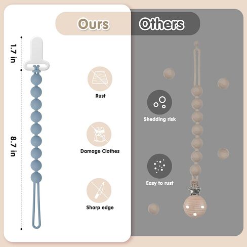 Pacifier Clips, 6-Pack Silicone Pacifier Holder Clip with Stylish Round Design, 100% Food Grade Silicone, Safe Essentials for Newborns Baby Boys and Girls in Saudi Arabia