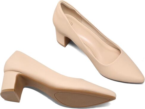 mysoft Women's Pointed Toe Pumps 2 Inch Chunky Block Low Heels Dressy Shoes Slip On Pumps in Saudi Arabia