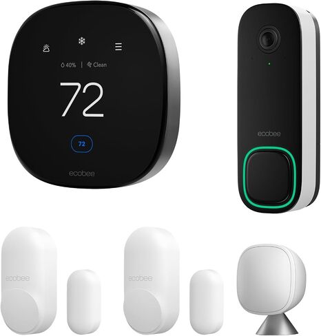 ecobee Total Security and Savings Bundle with Smart Doorbell Camera (Wired), SmartSensor for Doors and Windows, and Smart Thermostat Premium in Saudi Arabia