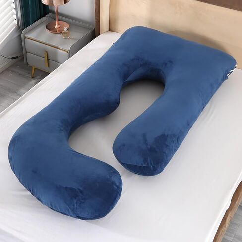 وسادة المرأة الحامل ، 57 "× 28" وسادة استبدال المرأة الحامل ، وسادة استبدال المخملية ، نسيج قطنية مزدوجة سحاب ، ناعم فائق ، (وسادات زرقاء فقط) in Kuwait