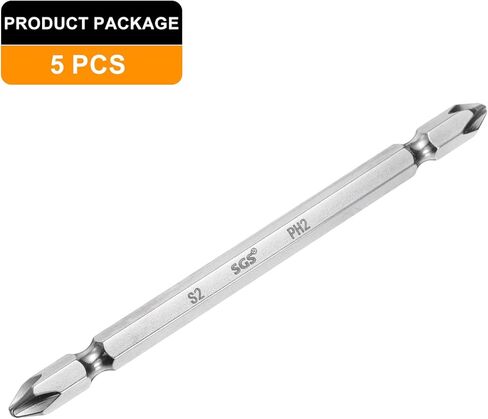 Harfington 5pcs مغناطيسي مزدوج المفك البراغي بت 6.35 مم ph2 4 "طول 1/4" سداسي سداسي S2 الصلب اثنين in Kuwait