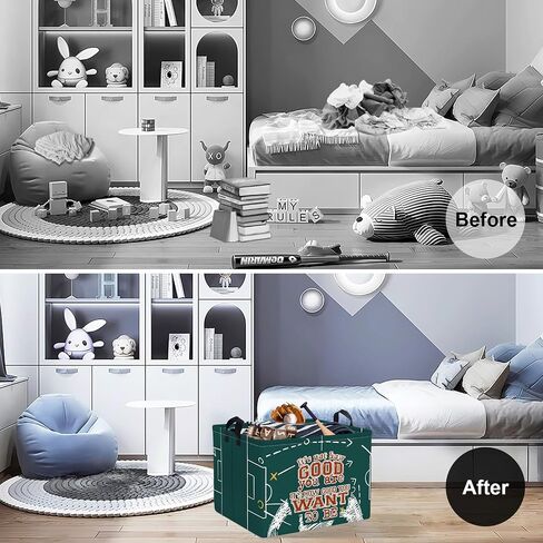 Clastyle Vintage Sport Ball Storage Storage Basket Baby Laundry Gerfer Boy Gift Toy Box Toyblible Organizer Congery Bin لغرفة النوم ، كرة القدم الخضراء ، 40*30*30 سم in Saudi Arabia