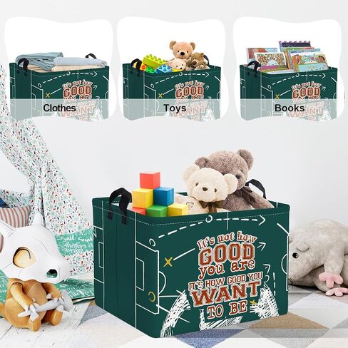 Clastyle Vintage Sport Ball Storage Storage Basket Baby Laundry Gerfer Boy Gift Toy Box Toyblible Organizer Congery Bin لغرفة النوم ، كرة القدم الخضراء ، 40*30*30 سم in Saudi Arabia