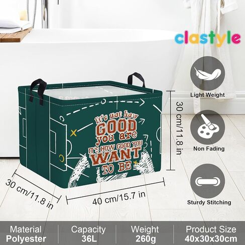 Clastyle Vintage Sport Ball Storage Storage Basket Baby Laundry Gerfer Boy Gift Toy Box Toyblible Organizer Congery Bin لغرفة النوم ، كرة القدم الخضراء ، 40*30*30 سم in Saudi Arabia