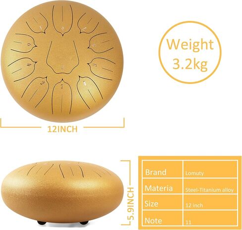Steel Tongue Drum - Percussion Instrument -Handpan Drum with Bag, Music Book, Mallets, Finger Picks in Saudi Arabia
