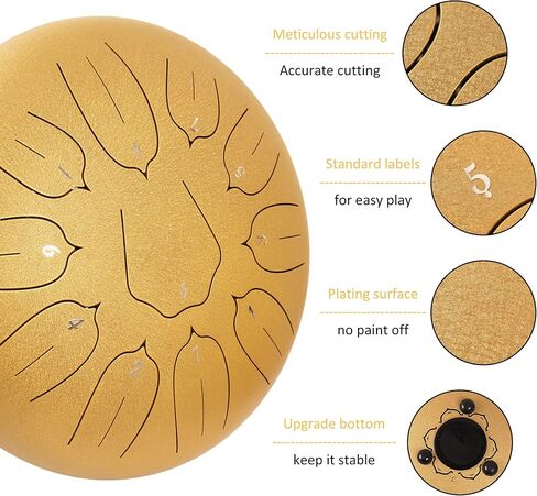 Steel Tongue Drum - Percussion Instrument -Handpan Drum with Bag, Music Book, Mallets, Finger Picks in Saudi Arabia