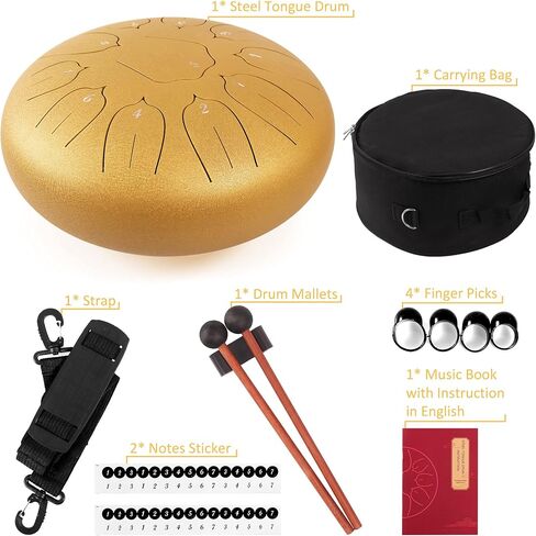 Steel Tongue Drum - Percussion Instrument -Handpan Drum with Bag, Music Book, Mallets, Finger Picks in Saudi Arabia