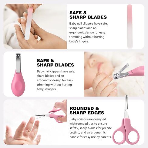Baby Grooming Kit,Baby Health Care Kit,Baby Brush Soft Bristles 5 pcs Baby Nail Kit Nursery Care Kit Baby Hair Brush Hair Comb Nail Kit Safety Cutter Nail Clipper Set Pink in Kuwait