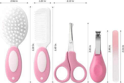 Baby Grooming Kit,Baby Health Care Kit,Baby Brush Soft Bristles 5 pcs Baby Nail Kit Nursery Care Kit Baby Hair Brush Hair Comb Nail Kit Safety Cutter Nail Clipper Set Pink in Kuwait