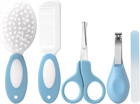 Baby Grooming Kit,Baby Health Care Kit,Baby Brush Soft Bristles 5 pcs Baby Nail Kit Nursery Care Kit Baby Hair Brush Hair Comb Nail Kit Safety Cutter Nail Clipper Set Pink in Kuwait